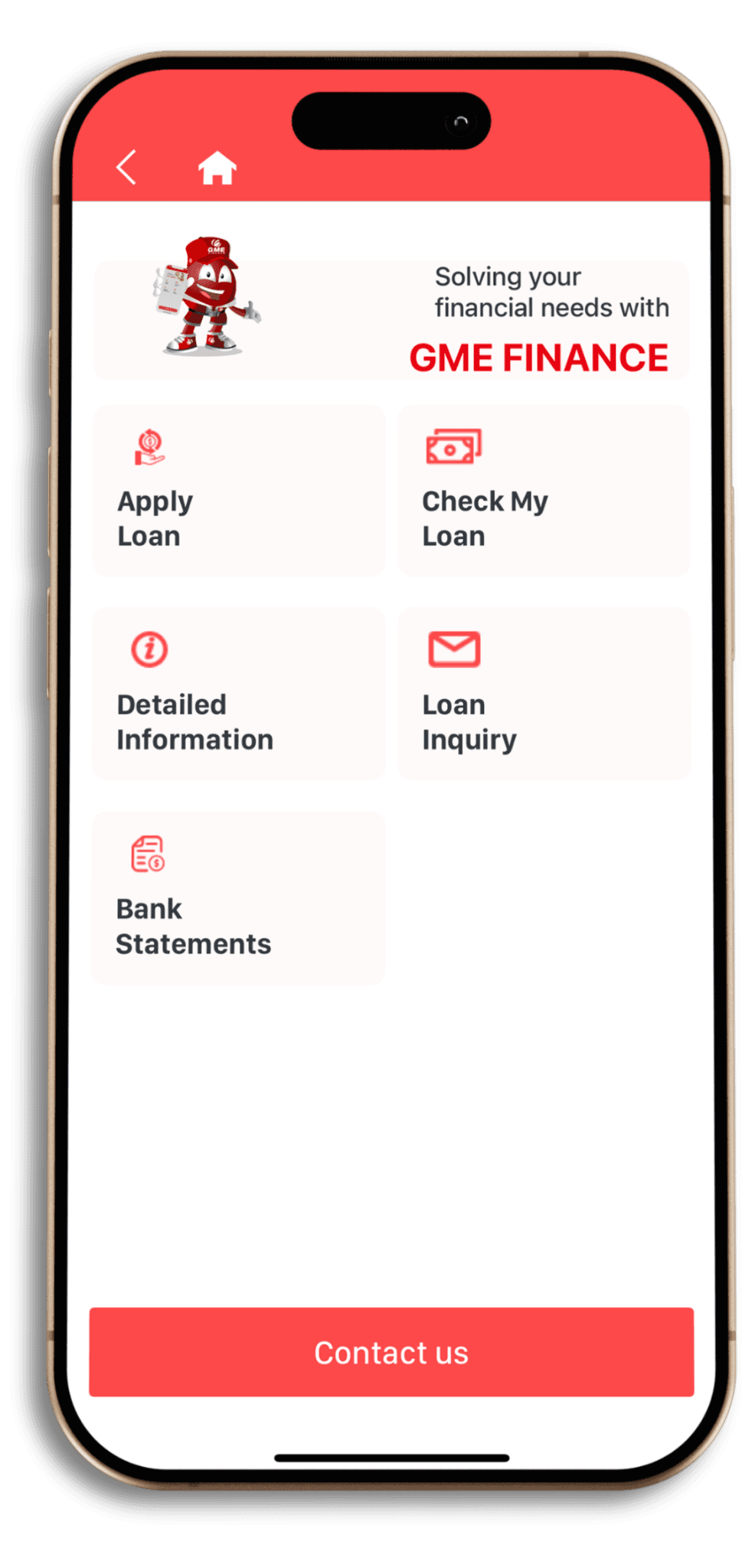 GME Finance loan app screen
